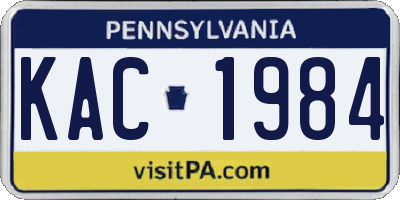 PA license plate KAC1984
