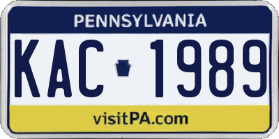 PA license plate KAC1989