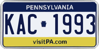 PA license plate KAC1993