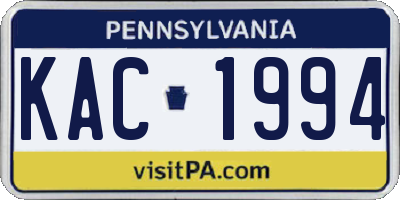 PA license plate KAC1994