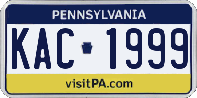 PA license plate KAC1999