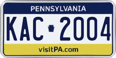 PA license plate KAC2004