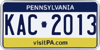 PA license plate KAC2013