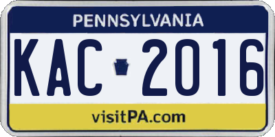 PA license plate KAC2016