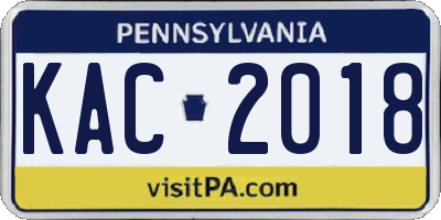 PA license plate KAC2018