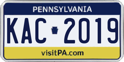 PA license plate KAC2019