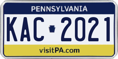 PA license plate KAC2021