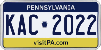 PA license plate KAC2022
