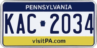 PA license plate KAC2034