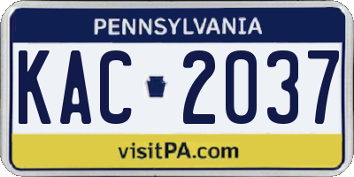 PA license plate KAC2037