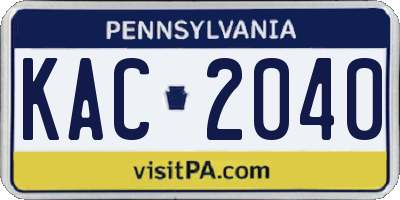 PA license plate KAC2040