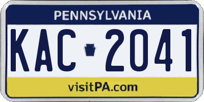 PA license plate KAC2041