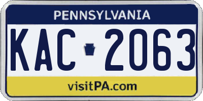 PA license plate KAC2063