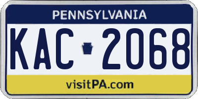 PA license plate KAC2068