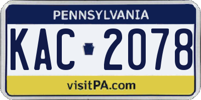 PA license plate KAC2078