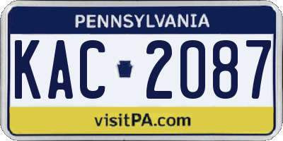 PA license plate KAC2087