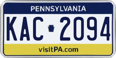 PA license plate KAC2094