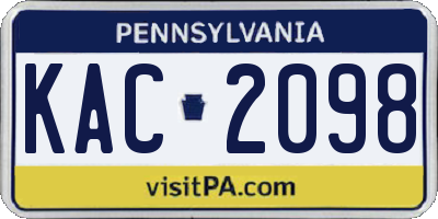 PA license plate KAC2098