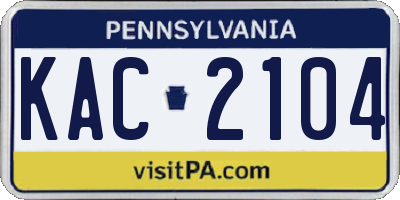 PA license plate KAC2104