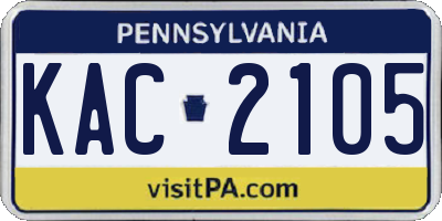 PA license plate KAC2105