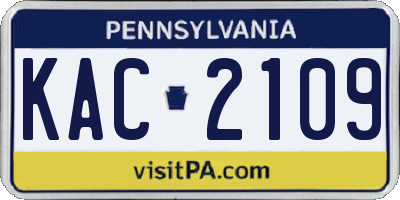 PA license plate KAC2109
