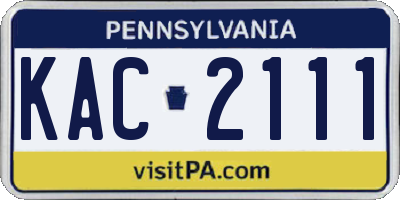 PA license plate KAC2111