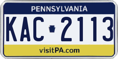 PA license plate KAC2113