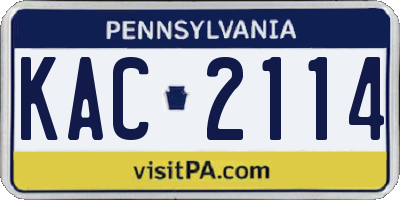 PA license plate KAC2114