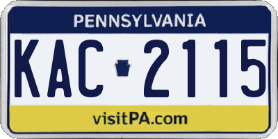 PA license plate KAC2115