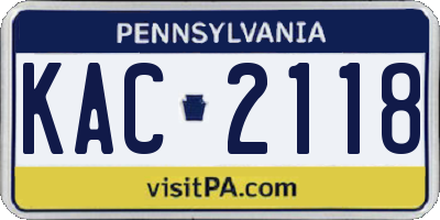 PA license plate KAC2118