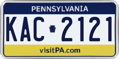 PA license plate KAC2121