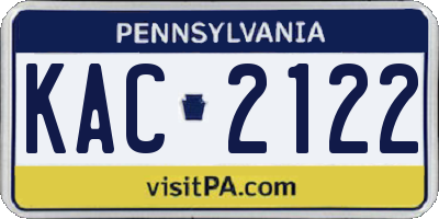 PA license plate KAC2122