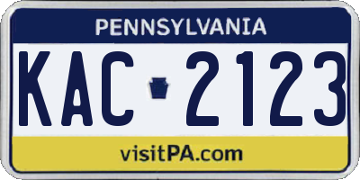 PA license plate KAC2123
