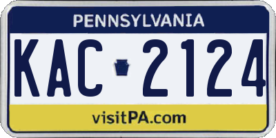 PA license plate KAC2124