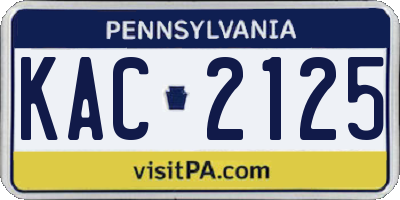 PA license plate KAC2125