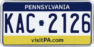 PA license plate KAC2126