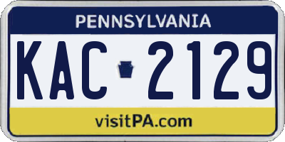 PA license plate KAC2129