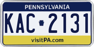 PA license plate KAC2131