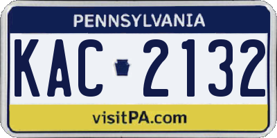PA license plate KAC2132