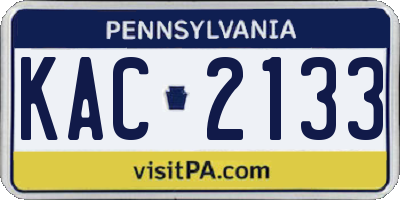 PA license plate KAC2133