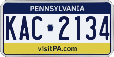 PA license plate KAC2134