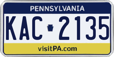 PA license plate KAC2135