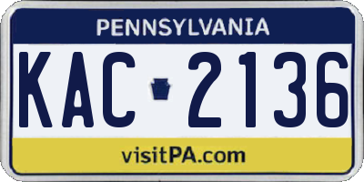 PA license plate KAC2136