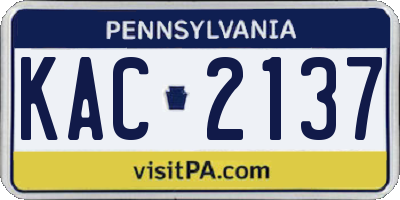 PA license plate KAC2137
