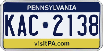 PA license plate KAC2138