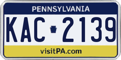 PA license plate KAC2139