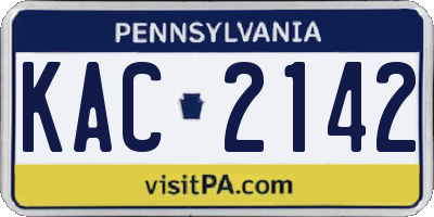 PA license plate KAC2142