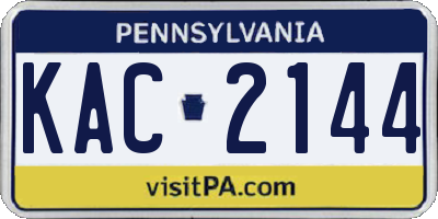 PA license plate KAC2144