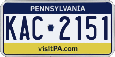 PA license plate KAC2151