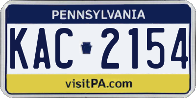 PA license plate KAC2154